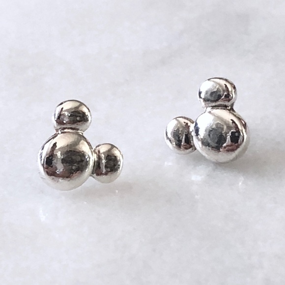 Mickey Mouse Disney Silver Tone Stud Earrings